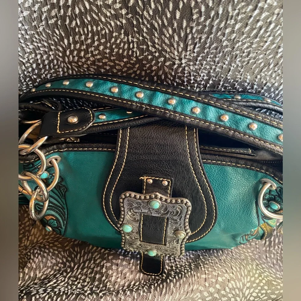 MONTANA WEST Turquoise Leather Purse - Picture 3 of 7